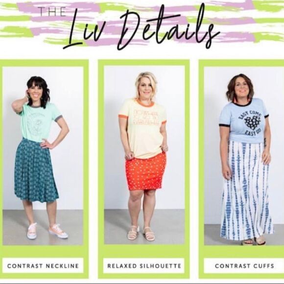 LuLaRoe Medium Liv Tee • Blue Shirt With Stripes • Very Short Sleeves • BNWT - Picture 12 of 14